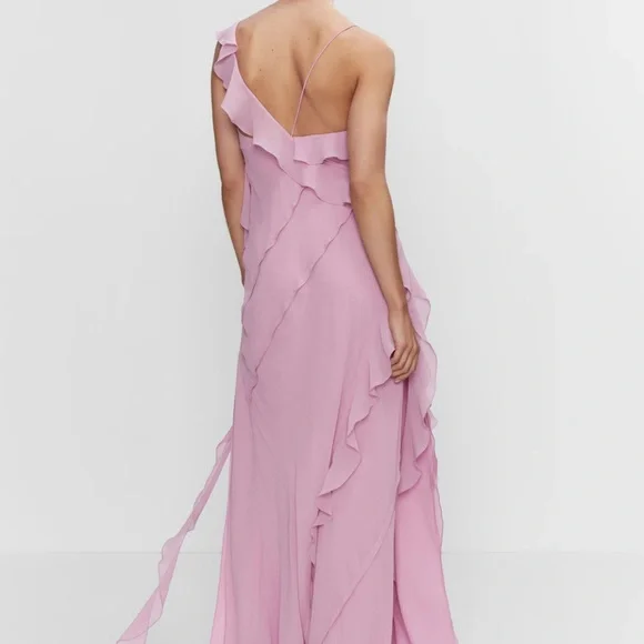 Mango ruffle pink dress - Picture 2 of 9